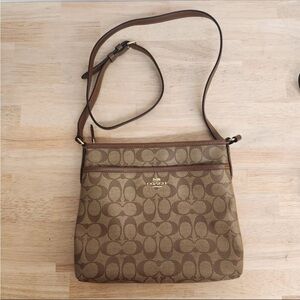 Coach Womens One Size Brown F29210 Signature Zip File Crossbody Purse